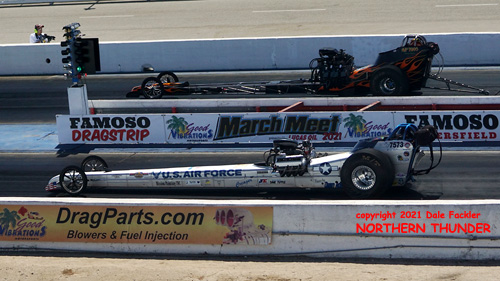 Kin Bates - A/FD - #7573 - 'Air Force' (near lane) 
vs Shawn Corbari - A/FD - #7293 (far lane)